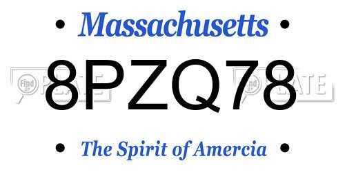 8PZQ78 Massachusetts License Plate