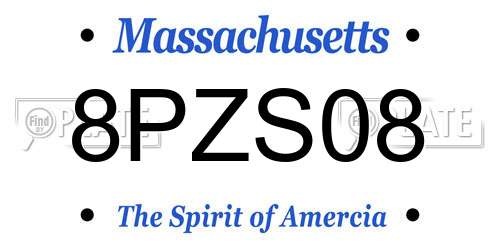 8PZS08 Massachusetts License Plate
