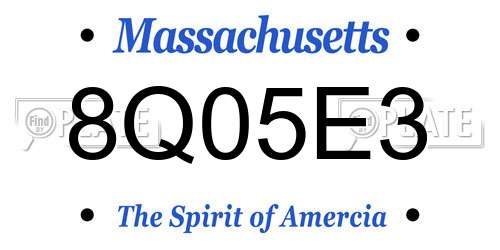 8Q05E3 Massachusetts License Plate