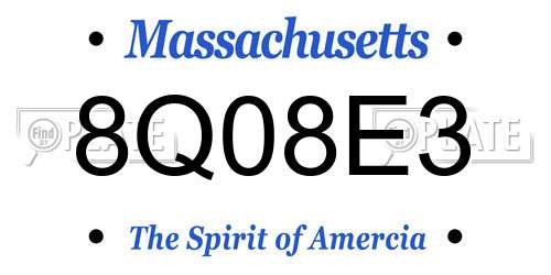 8Q08E3 Massachusetts License Plate