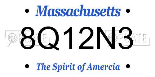 8Q12N3 Massachusetts License Plate