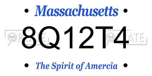 8Q12T4 Massachusetts License Plate