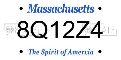 8Q12Z4 Massachusetts License Plate