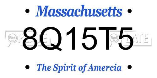 8Q15T5 Massachusetts License Plate