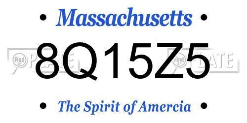 8Q15Z5 Massachusetts License Plate