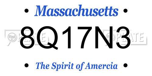 8Q17N3 Massachusetts License Plate