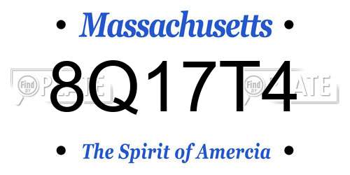 8Q17T4 Massachusetts License Plate