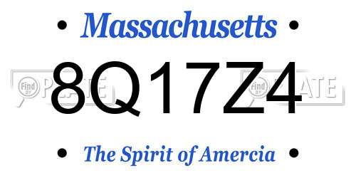 8Q17Z4 Massachusetts License Plate