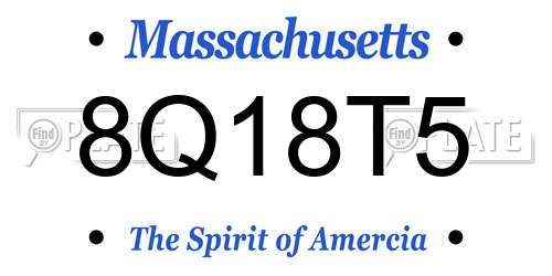 8Q18T5 Massachusetts License Plate