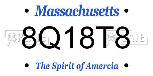 8Q18T8 Massachusetts License Plate