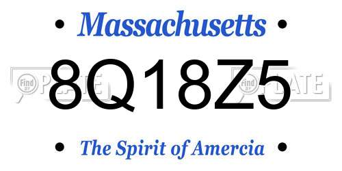 8Q18Z5 Massachusetts License Plate