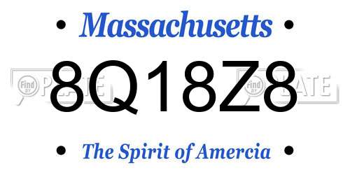 8Q18Z8 Massachusetts License Plate