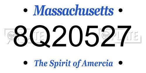 8Q20527 Massachusetts License Plate