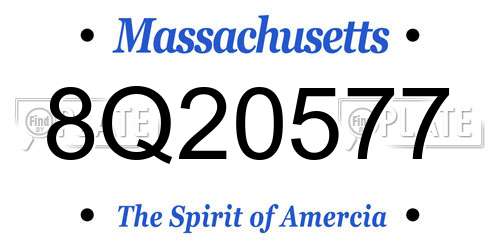 8Q20577 Massachusetts License Plate