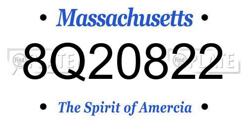 8Q20822 Massachusetts License Plate