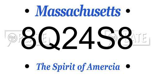 8Q24S8 Massachusetts License Plate