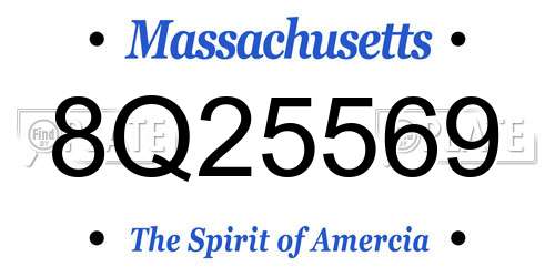 8Q25569 Massachusetts License Plate