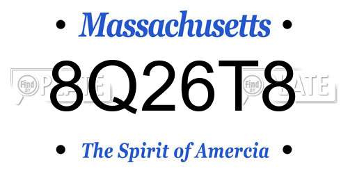 8Q26T8 Massachusetts License Plate