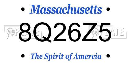 8Q26Z5 Massachusetts License Plate