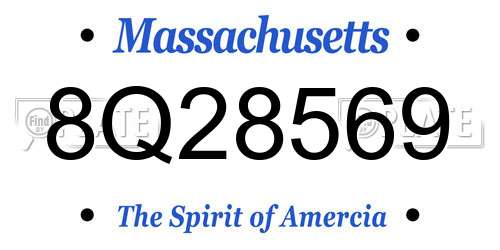 8Q28569 Massachusetts License Plate