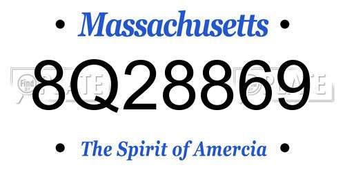 8Q28869 Massachusetts License Plate