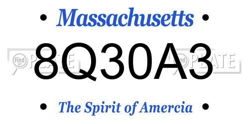 8Q30A3 Massachusetts License Plate