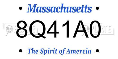 8Q41A0 Massachusetts License Plate