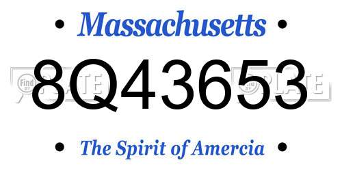 8Q43653 Massachusetts License Plate