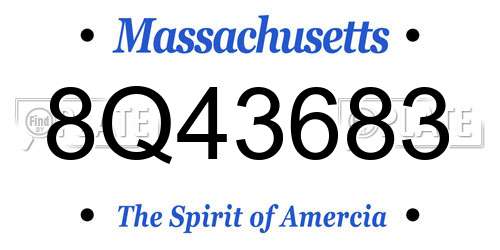 8Q43683 Massachusetts License Plate