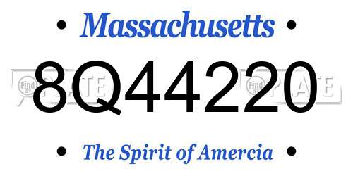8Q44220 Massachusetts License Plate
