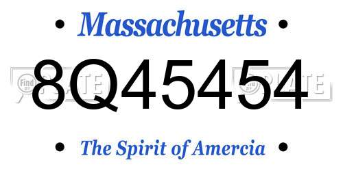 8Q45454 Massachusetts License Plate
