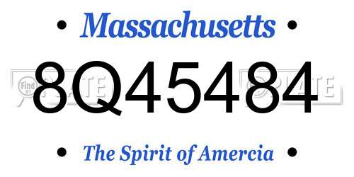 8Q45484 Massachusetts License Plate