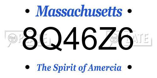 8Q46Z6 Massachusetts License Plate