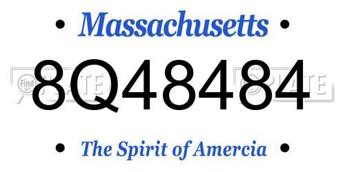 8Q48484 Massachusetts License Plate