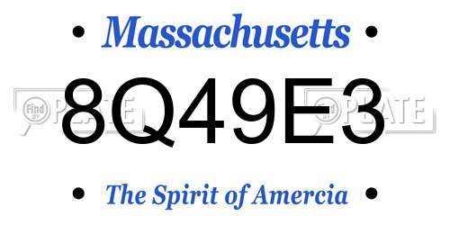 8Q49E3 Massachusetts License Plate