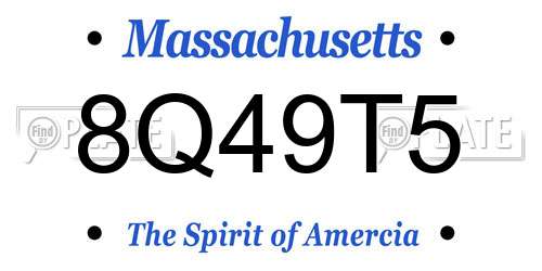 8Q49T5 Massachusetts License Plate