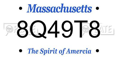 8Q49T8 Massachusetts License Plate