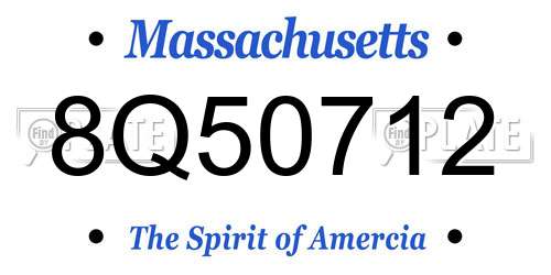 8Q50712 Massachusetts License Plate