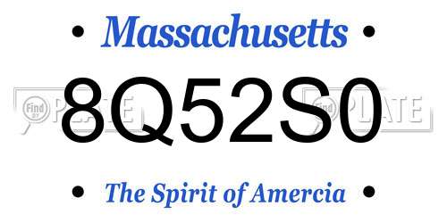 8Q52S0 Massachusetts License Plate
