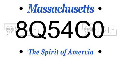 8Q54C0 Massachusetts License Plate
