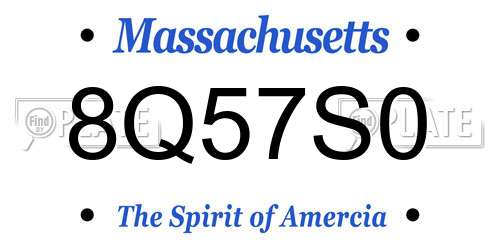 8Q57S0 Massachusetts License Plate