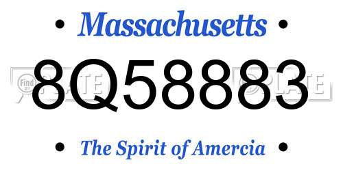 8Q58883 Massachusetts License Plate