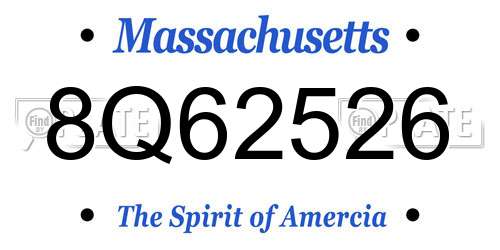 8Q62526 Massachusetts License Plate