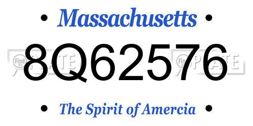 8Q62576 Massachusetts License Plate