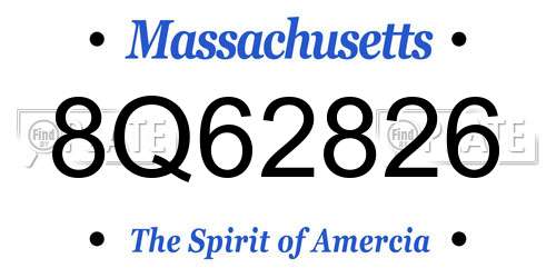 8Q62826 Massachusetts License Plate