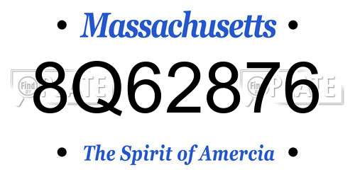 8Q62876 Massachusetts License Plate