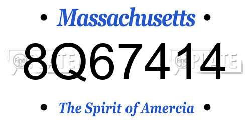 8Q67414 Massachusetts License Plate