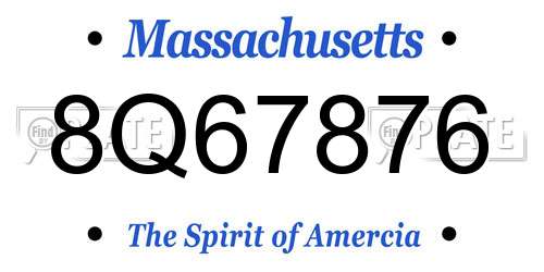 8Q67876 Massachusetts License Plate