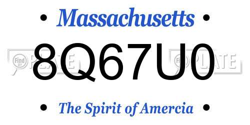 8Q67U0 Massachusetts License Plate