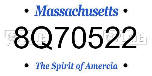 8Q70522 Massachusetts License Plate